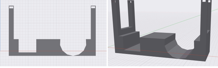Early pot holder CAD concept — front and 3D view